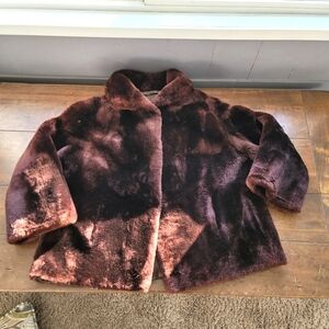 Hudson's Vintage Genuine Lamb Shearling Teddy Jacket size L/XL Chocolate Brown